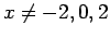 $x\neq -2,0,2$